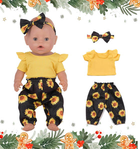 Sweet Dolly orange panttern jumpsuit with bow headband, comfy adventurer look for dolls.