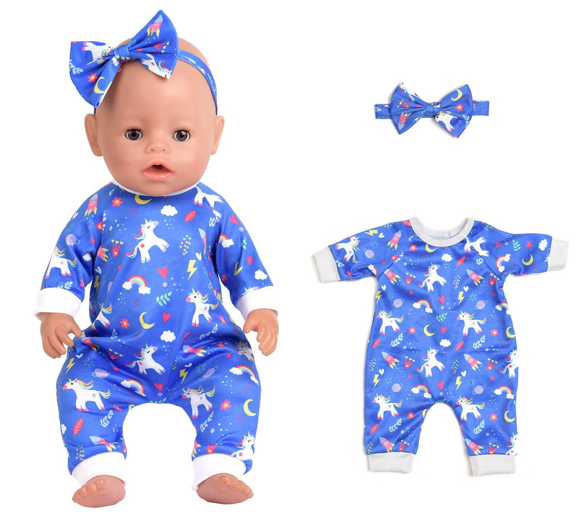 Sweet Dolly pink bunny jumpsuit and headband for 14-18 inch dolls, cute caregiving pretend.