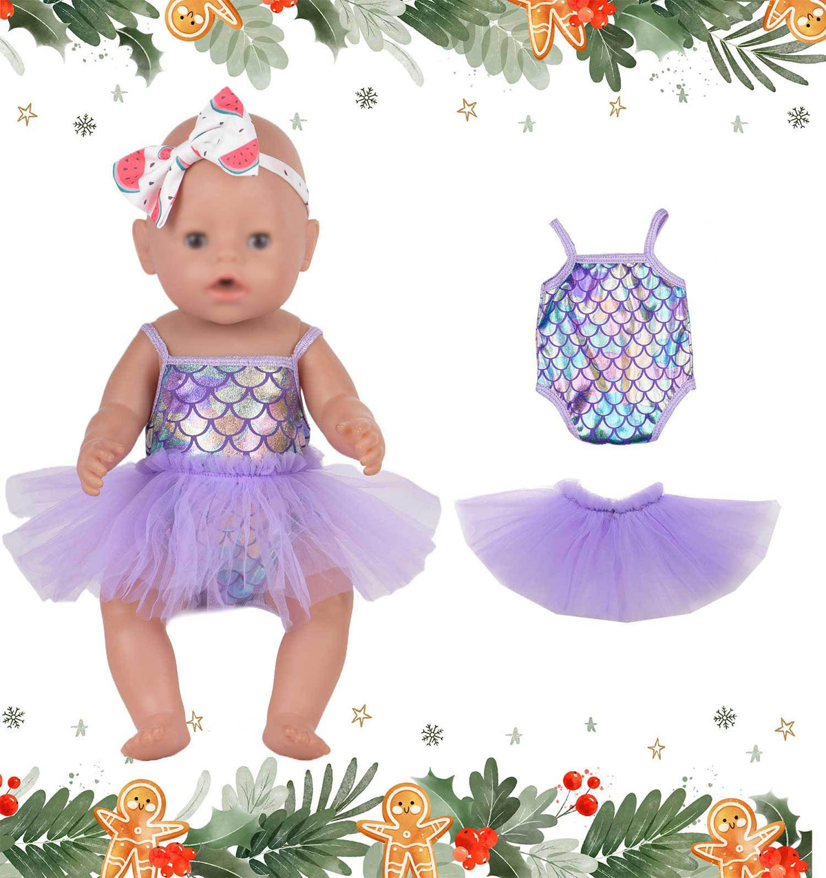 Sweet Dolly watermelon print bodysuit with bow headband, colorful play-ready outfit.