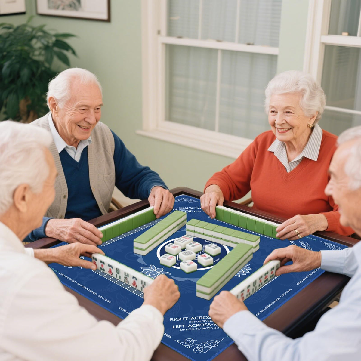 Sweetone Mahjong Mat with Chinese style pattern enhances table aesthetics.