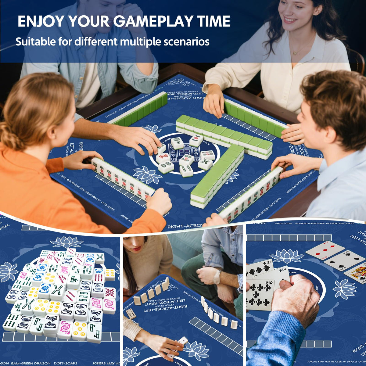Sweetone Mahjong Mat noise-dampening surface creates quieter gameplay.