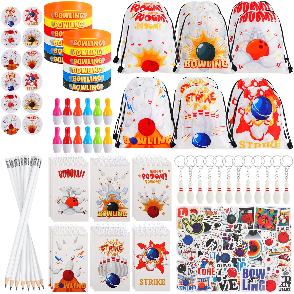 Sweetude bowling drawstring bag for durable party storage and reusable decor.
