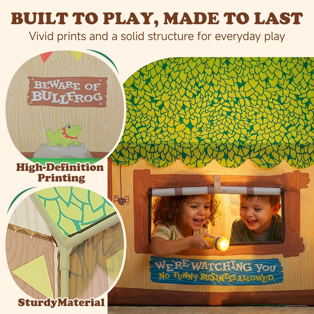 SweHouse Play Tent dimensions 38.6 x 27.6 x 42.5 inches for roomy play.