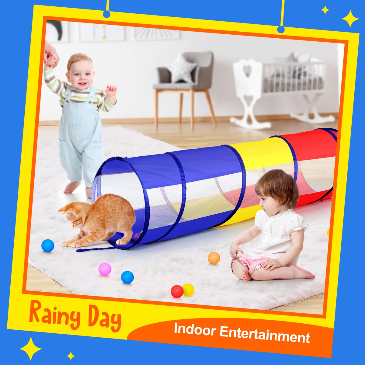 SweHouse Play Tunnel suitable for pets, great for dogs and cats during family fun.