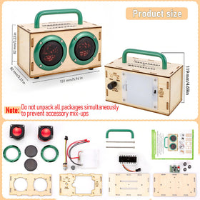 Swhmc DIY Bluetooth Speaker Kit assembly step shows kid-friendly, solder-free setup