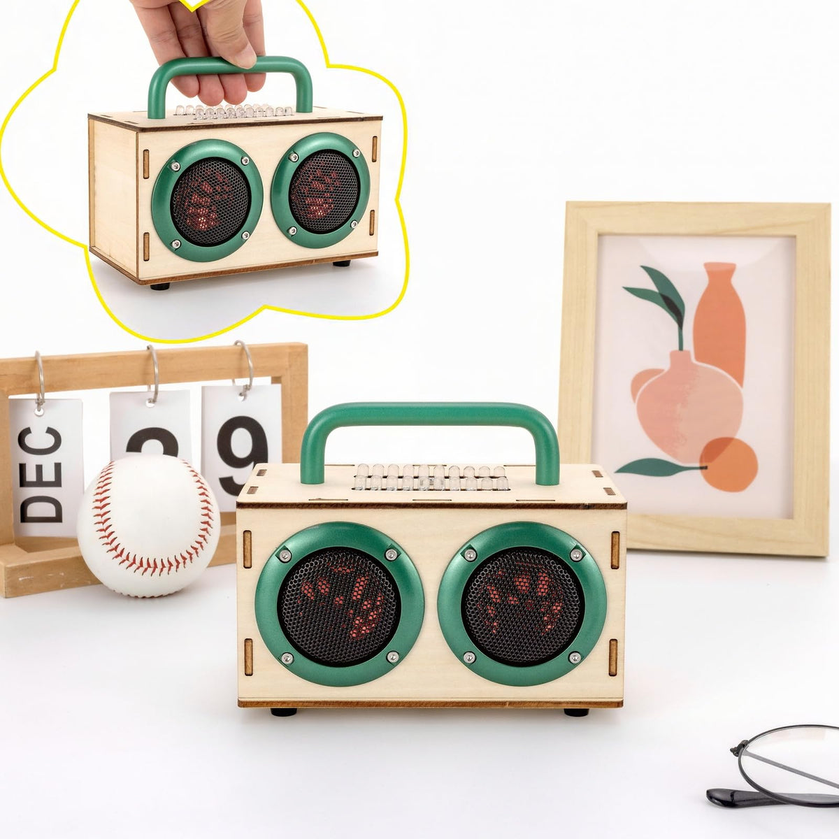 Swhmc DIY Bluetooth Speaker Kit instruction card guiding family-friendly steps