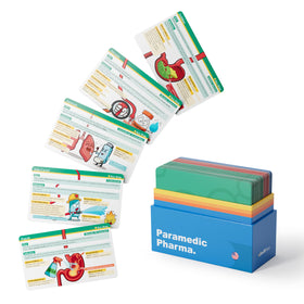 SwiftPass Paramedic Pharmacology Flashcards cover image for efficient EMT exam prep.