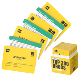 SwiftPass Top 200 Drugs flashcards front view showing essential drug data for quick study.