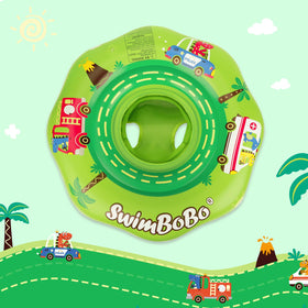 Swimbobo baby float folded for compact storage and travel.