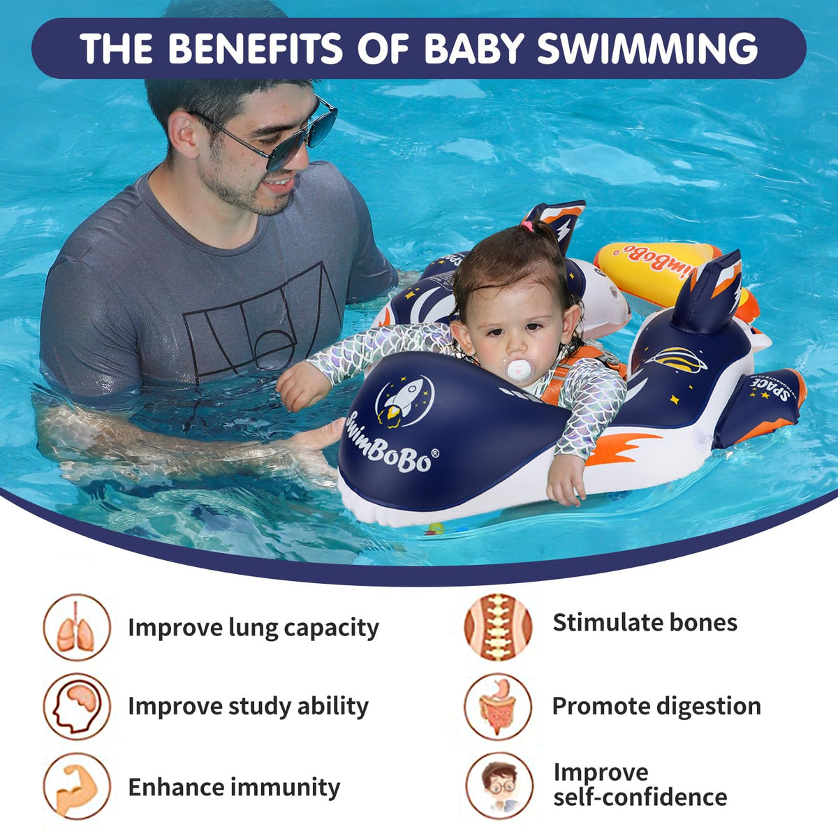 Swimbobo breaststroke and backstroke float adds swim variety for early swimmers.