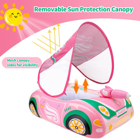 Swimbobo car pool float side view with steering wheel for interactive fun