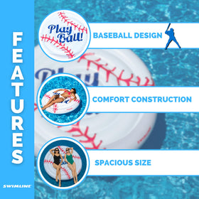 Swimline baseball float uses heavy-duty PVC vinyl for durability in sun and water