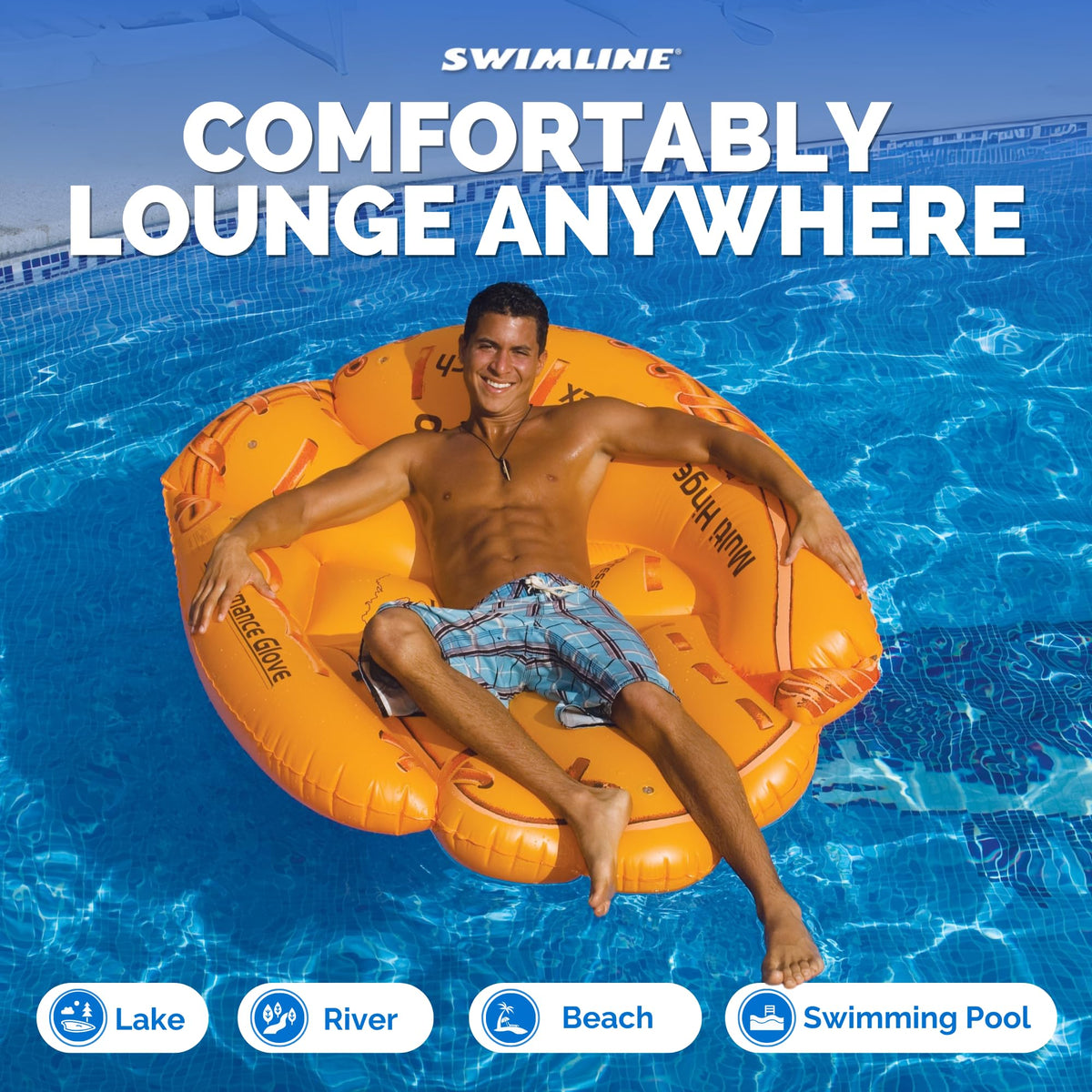 Swimline glove float cushions cradle the head for comfortable lounging