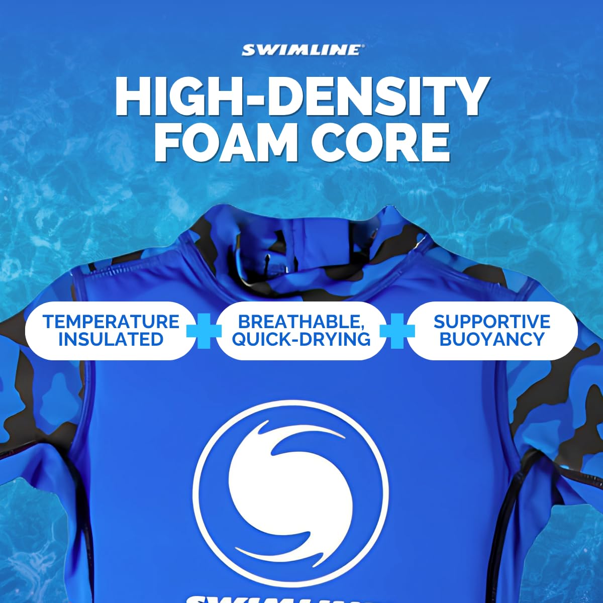 SWIMLINE buoyant zip-up vest back blue highlighting durable back zipper