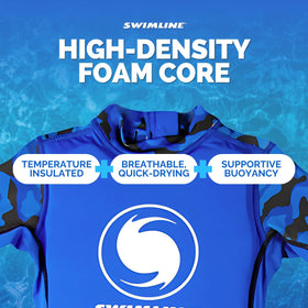 SWIMLINE buoyant zip-up vest back blue highlighting durable back zipper
