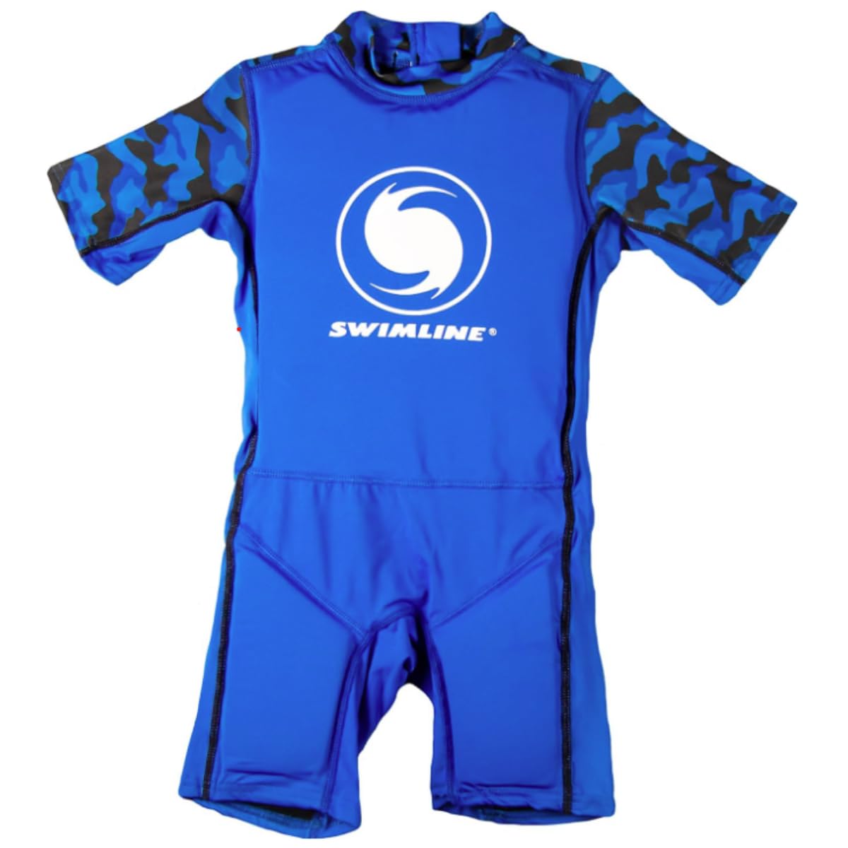 SWIMLINE buoyant zip-up vest front blue showing secure fit for toddler water learning