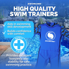 SWIMLINE buoyant zip-up vest side blue for easy on/off and visibility during play