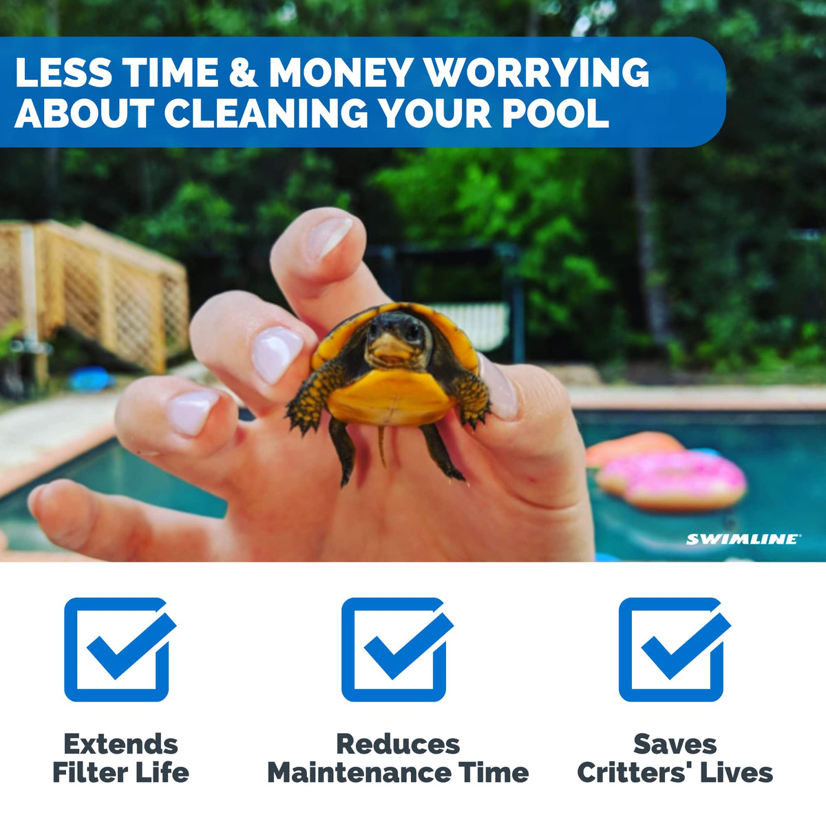 FrogLog reduces debris by guiding wildlife to an exit from the water.
