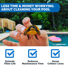 FrogLog reduces debris by guiding wildlife to an exit from the water.