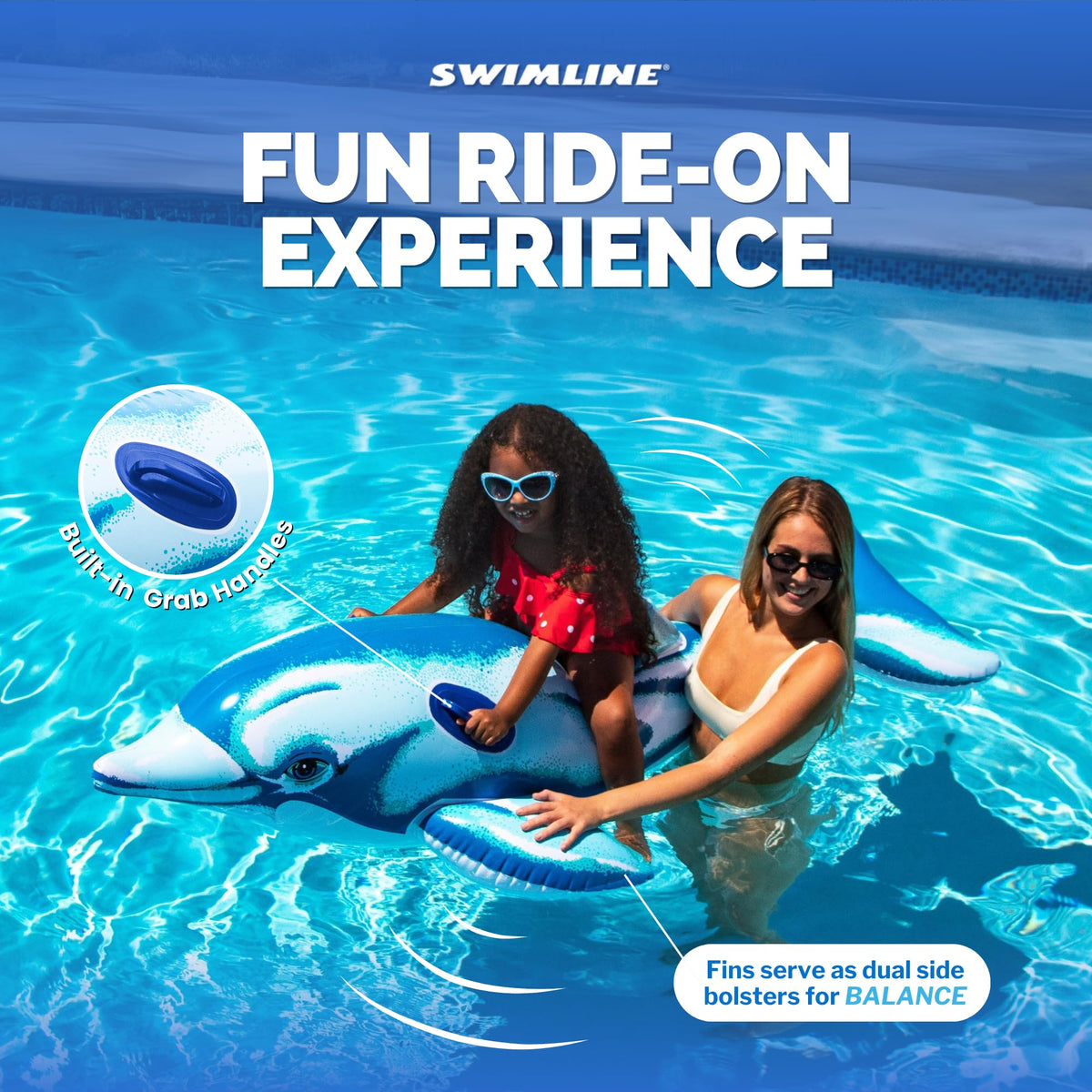 SWIMLINE family-friendly dolphin float offering space for friends and family