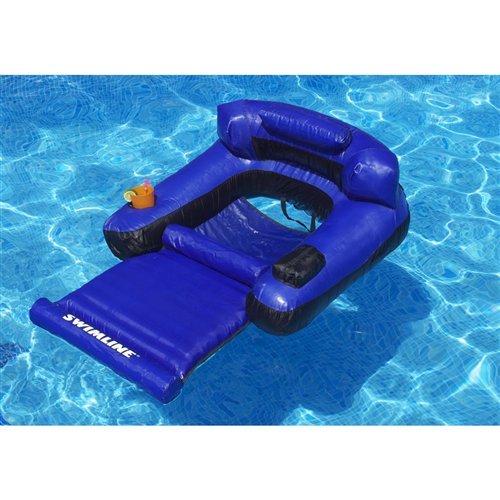 Swimline headrest on fabric-covered lounger provides supportive comfort