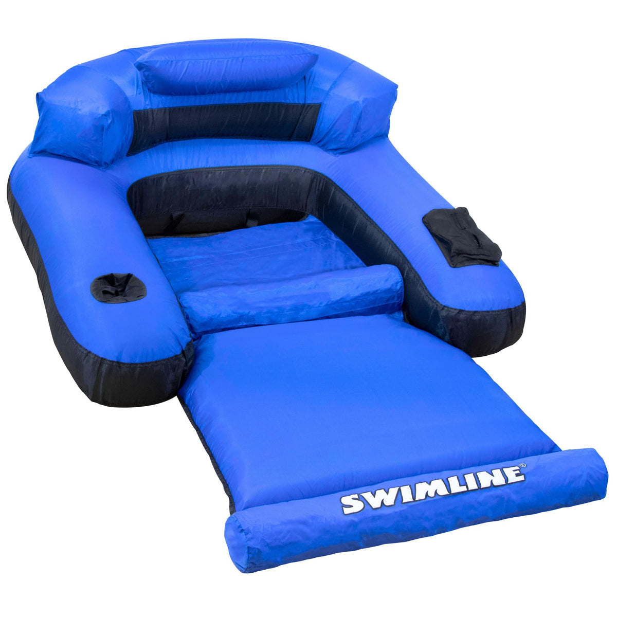 Swimline fabric-covered pool float mattress setup offers easy, comfortable lounging