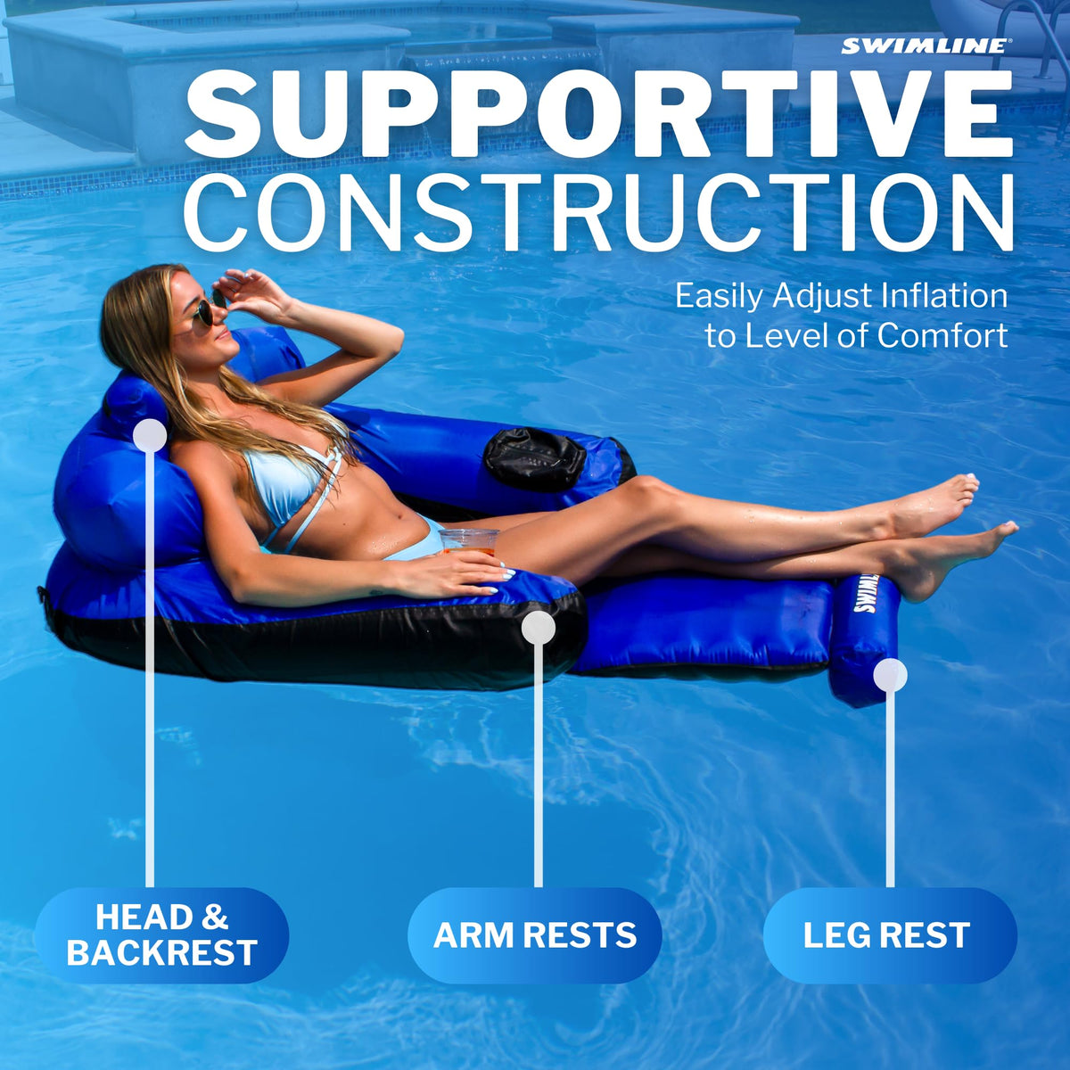 Swimline spacious design gives ample room for adults and kids