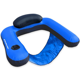 Swimline fabric-covered U-seat lounger with soft cover for relaxing pool days.