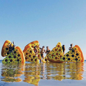 Swimline pizza slice float with multicolor design for party-ready pool vibes.