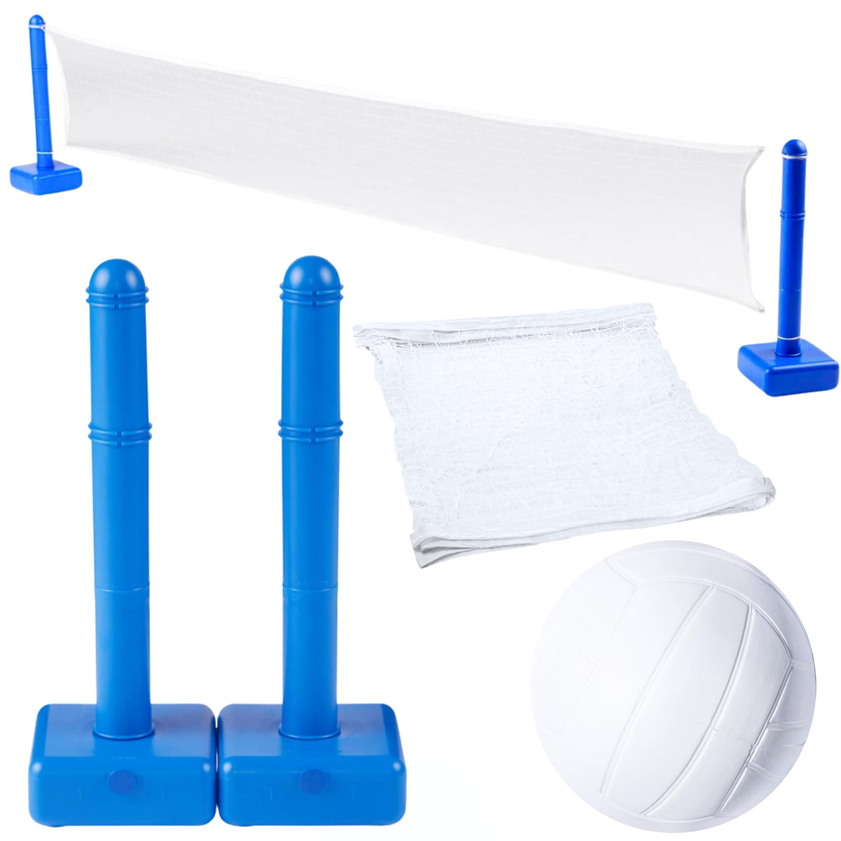Swimline pool volleyball net setup in sunny backyard for family fun
