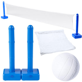 Swimline pool volleyball net setup in sunny backyard for family fun