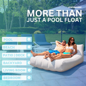 Swimline Cloud Chaise portable design fits in a bag for trips.