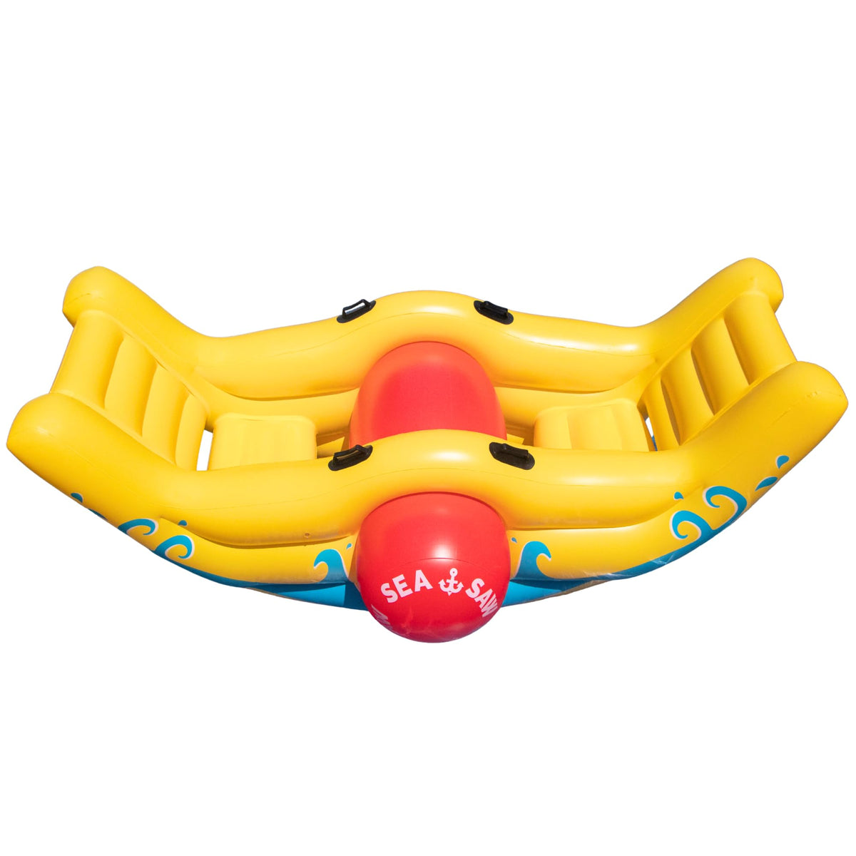 Swimline Sea-Saw Rocker yellow front view, a playful two-seat float for sunny days