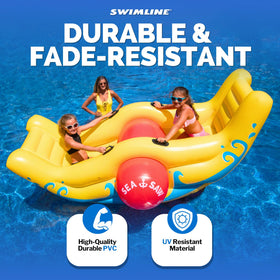 Swimline Sea-Saw Rocker yellow two seats, roomy layout for social water fun