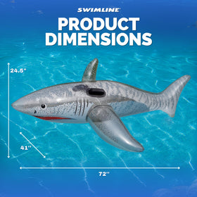 SWIMLINE Shark float in pool—durable, UV-resistant for lasting summer fun.