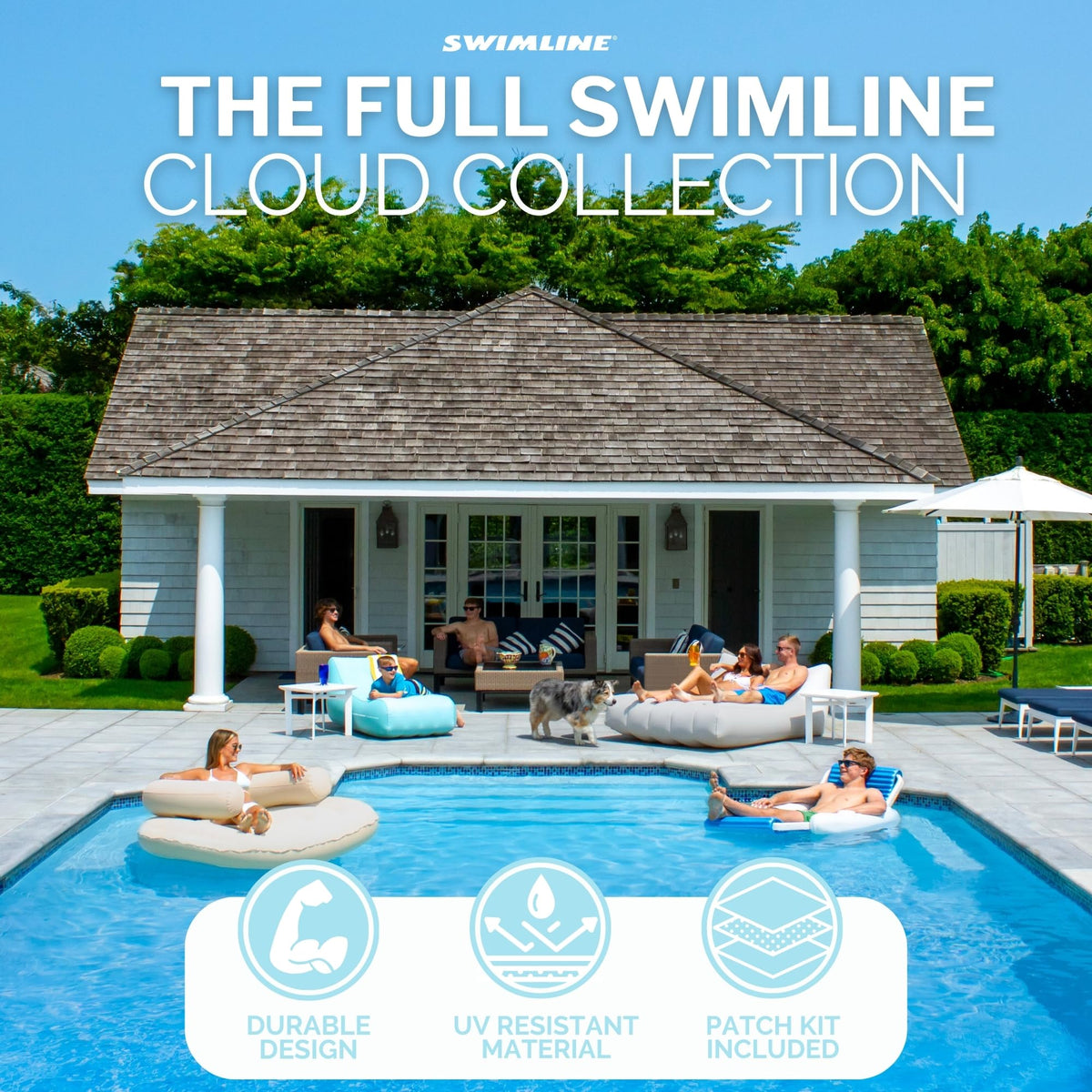 Swimline Cloud Chaise soft fabric texture adds comfortable support.