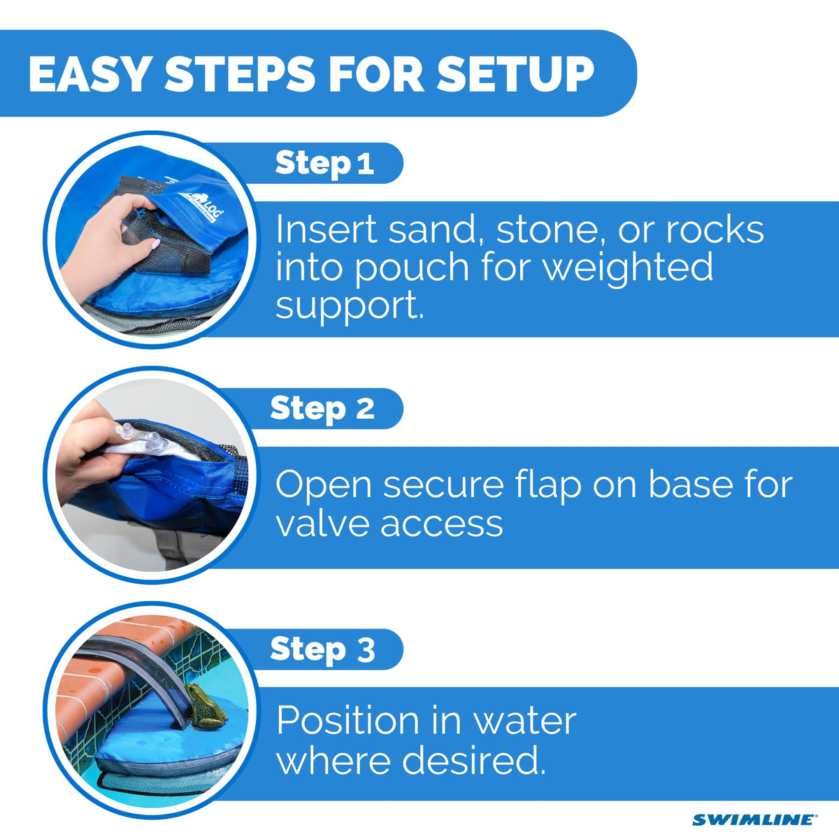Universal pool fit for inground and above-ground pools with Swimline FrogLog.