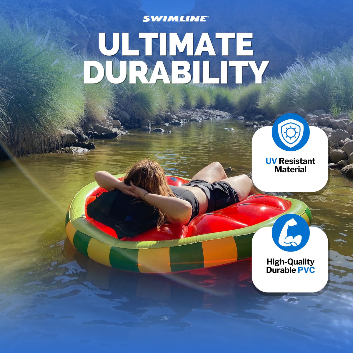 Swimline Watermelon Slice on lake or beach offering versatile summer fun