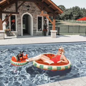 Swimline Watermelon Slice side view shows oversized design for comfortable lounging