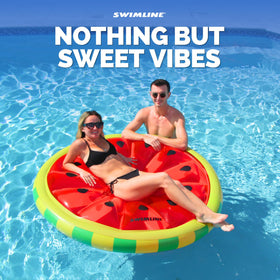 Swimline Watermelon Slice top view highlights transparent surface to stay cool