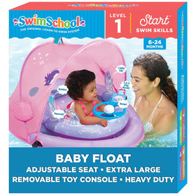 SwimSchool baby pool float with adjustable canopy for sun protection and stability