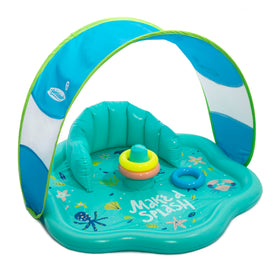 SwimSchool baby splash mat canopy with UPF 50 sun protection