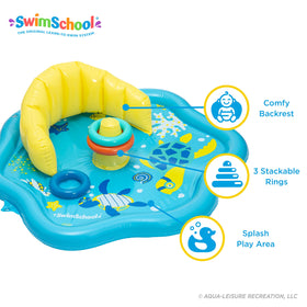 SwimSchool Baby Splash Mat inflates quickly for easy setup on trips