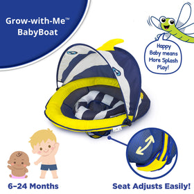 SwimSchool Deluxe Baby Float adjustable canopy provides 120-degree sun coverage