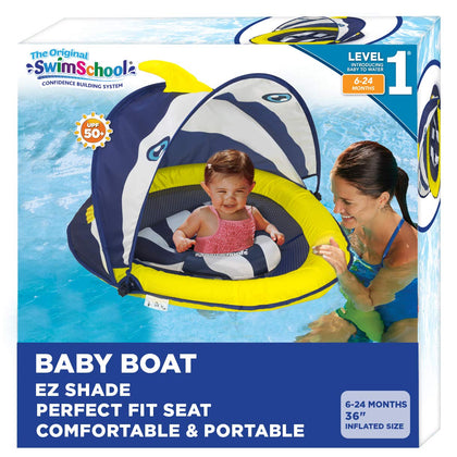 SwimSchool Deluxe Baby Float with adjustable seat keeps baby secure in the water