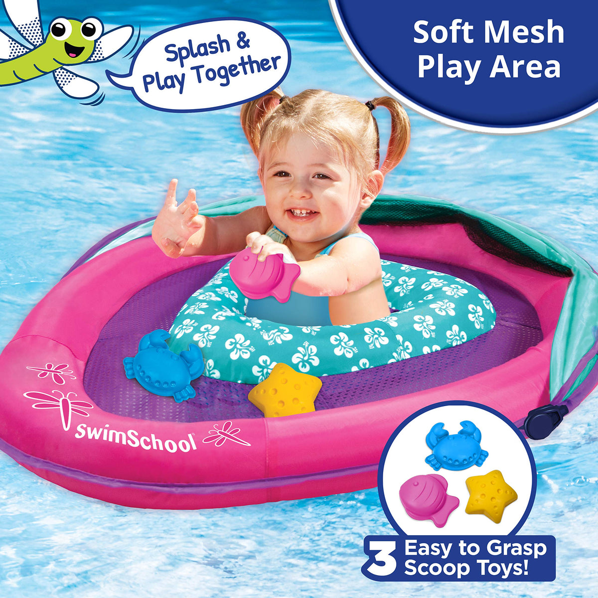 SwimSchool Deluxe canopy provides UPF 50 sun protection for little swimmers.