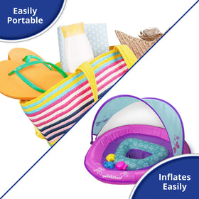 SwimSchool Deluxe Baby Float features wide base for extra stability.