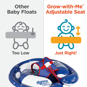 SwimSchool Freestyle baby float inflates to 27 inches for buoyant support.