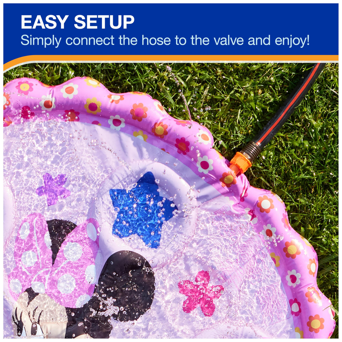 SwimWays Minnie Mouse Splash Pad's 40-inch diameter offers ample splash space.
