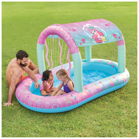 SwimWays Ariel Water Castle pool canopy provides sun protection during play
